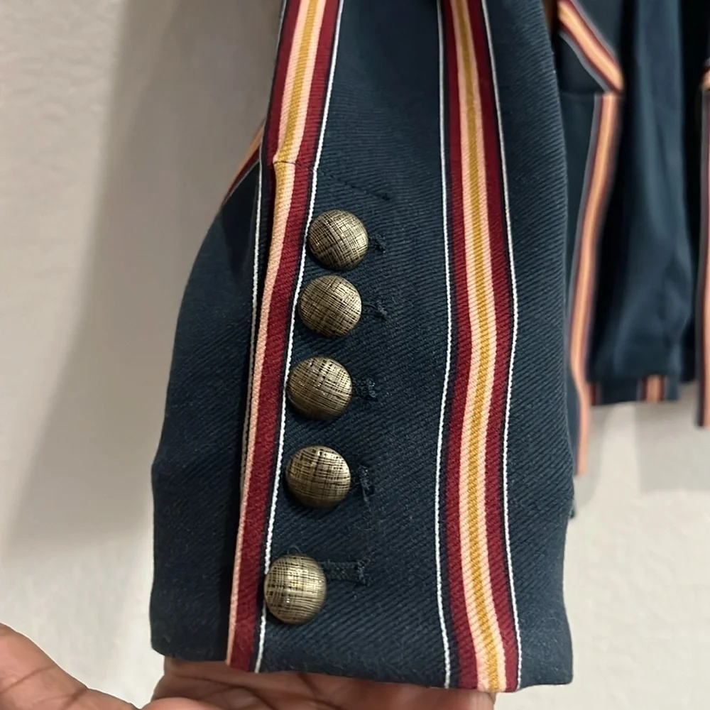 Chicos Jacket Womens 0 Small Navy Stripe Ponte Single Hidden Closure Business - Picture 7 of 11